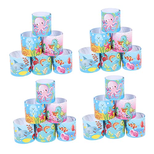 Vaguelly 40 Stück Teiliges Schnapparmband mit Buntem Meeresleben Leichte PVC Klatscharmbänder für Dekorative Armbänder Basteln für Jungen und Mädchen von Vaguelly