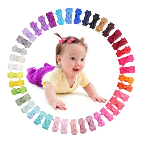Vaguelly 40Stücke Haarschleifen Haar Snap Clips mit Mini Bögen Sicher für Kleinkinder Praktische Haar Accessoires von Vaguelly