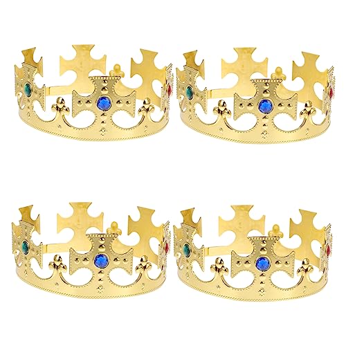 Vaguelly 4 Stück Kostümkronen Für Kinder Und Erwachsene Goldene Krone Für Geburtstagsfeiern Kostüm Zubehör Stabile Und Bequeme Trageweise Für Themenpartys von Vaguelly