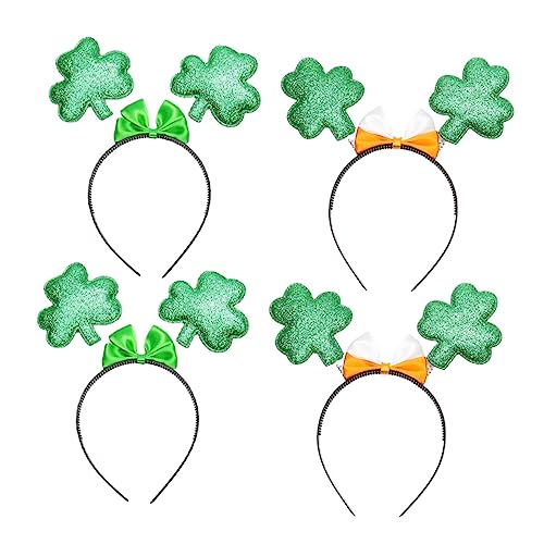 Vaguelly 4stücke Festival Haarreifen Für Patrick's Day Einzigartige Grüne Shamrock Haarbänder Mit Schleifen Für Erwachsene Und Kopfbedeckung Für Feierlichkeiten Und Karneval von Vaguelly