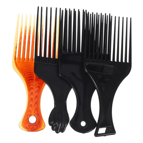 Vaguelly 4stücke Haarfriseurkamm Für Lockiges Haar Und Afro-haar Kunststoff Kamm Mit Breitem Zahn Tragbar Und Praktisch Für Erwachsene Und Männer Zum Frisieren Und Styling von Vaguelly