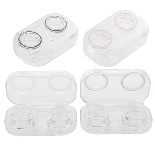 Vaguelly 4stücke Kontaktlinsenbehälter Transparenter Linsenbehälter Kosmetischer Linsenhalter Auslaufsichere Kontaktlinsenbox Für Damen von Vaguelly