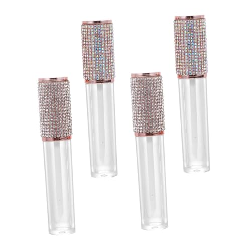 Vaguelly 4stücke Pack Leere Lipgloss-Flaschen Nachfüllbar Mit Strass-Patch Für DIY Lippen-glasuren Haltbar Und Praktisch Für Reisen von Vaguelly