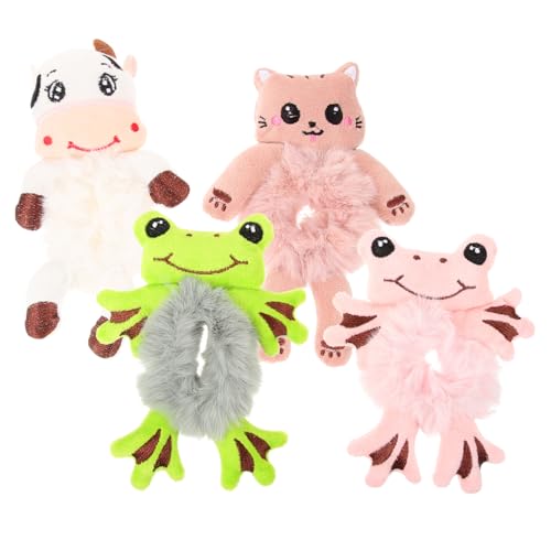 Vaguelly 4stücke Teiliges Flauschige Haarspangen Im Tierdesign Niedliche Plüschige Haargummis Für Mädchen Für Herbstliche Und Winterliche Frisuren von Vaguelly