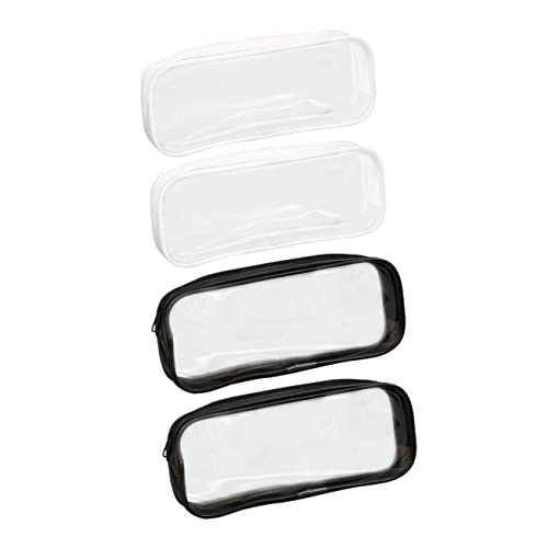 Vaguelly 4stücke Transparente Kosmetiktasche Aus PVC Tragbare Bleistifttasche Schreibwarenhalter Waschbar Langlebig Für Frauen Reißverschluss Für Und Komfort von Vaguelly