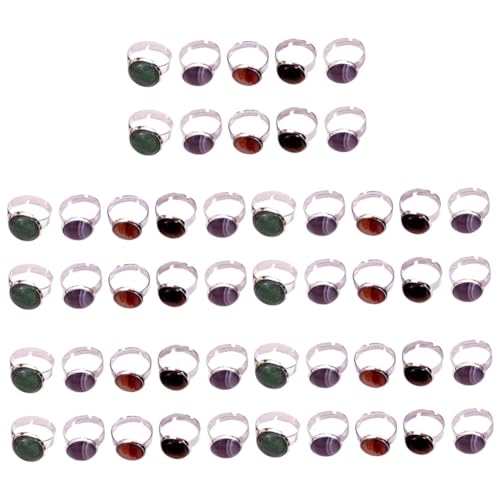 Vaguelly 5 Sätze Mädchen Offene Ringe Weihnachtsring Weihnachtsorringe Travelit Jewel Schlusselring Perlen Geburtssteinringe Statement-ring Einstellbarer Ring Legierungsstein 10 Stück * 5 von Vaguelly