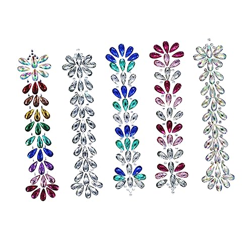 Vaguelly 5 Stück Gesichtsjuwelen Aufkleber Selbstklebende Strass Steine für Make Up Körper Selbstgemacht Dekoration für Festivals und Partys von Vaguelly