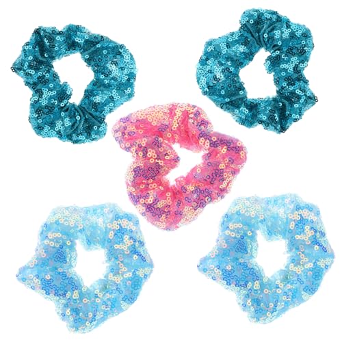 Vaguelly 5 Stück Teiliges Fluoreszierende Pailletten Haarbänder Elastische Haargummis für Mädchen Farbenfrohe Haaraccessoires für Weihnachten für Party und Alltagsdeko Zufällige Farbe von Vaguelly