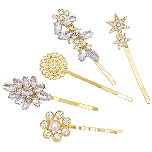 Vaguelly 5 Stück Teiliges Haarschmuck Set mit Strasssteinen und Perlen Haarspangen für Damen Vielseitige Haarklammern für Hochzeit Party und Alltag Langlebige Bobby Pins Braut Haarnadeln von Vaguelly