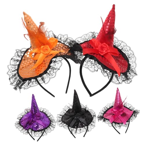 Vaguelly 5 Stück Teiliges Halloween Haarreif mit Pailletten Hexen Design Bunte Haarbänder Lustige Party Deko Geeignet für Halloween Kostüm und Fotoaufnahmen von Vaguelly