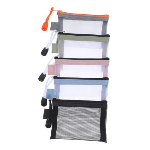 Vaguelly 5 Stück Teiliges Mini Mesh Kosmetiktaschen Reißverschluss Kleine Leichte Kulturbeutel für Frauen Tragbar Robust für Reise Büro und Heimorganisation von Vaguelly