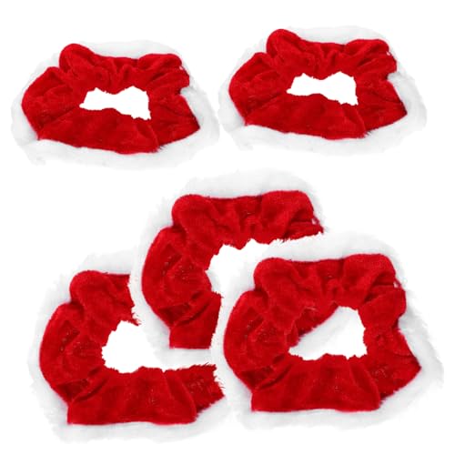 Vaguelly 5 Weiche Samt Haargummis Elastische Weihnachts Scrunchies Rot Haarbänder für Damen Mädchen Ponytail Halter Festliche Haarschmuck von Vaguelly