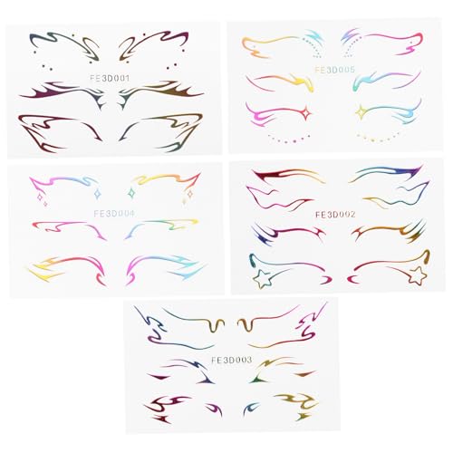 Vaguelly 5blätter Temporäre Augen-make-up Aufkleber Wasserfeste Eyeliner Und Augenbrauen Tattoos Für Cosplay Halloween Und Partys Einfache Anwendung Stylische Designs von Vaguelly