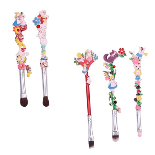 Vaguelly 5 Stück Cartoon Make Up Pinselset für Lidschatten Augenbrauen und Lippen Langlebig Leicht zu Reinigen für Anfänger und Profis Aufbewahrungstasche von Vaguelly