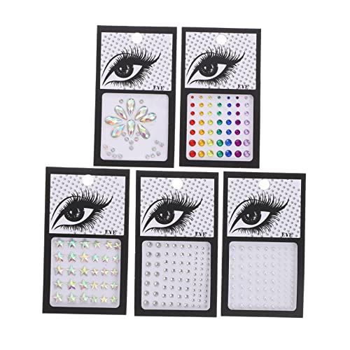 Vaguelly 5blätter Gesicht Edelsteine Aufkleber Selbstklebende Glitzer Gems Für Augen Gesicht Und Körper Bunte Designs Für Festivals Und Partys Sicher Und Langlebig von Vaguelly