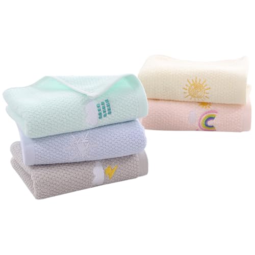 Vaguelly 5stücke Kinderhandtücher Baumwolle Handtücher Saugfähige Weiche Waschlappen Für Junge Mädchen Und Junge Mädchen in Gelb Grün Blau von Vaguelly