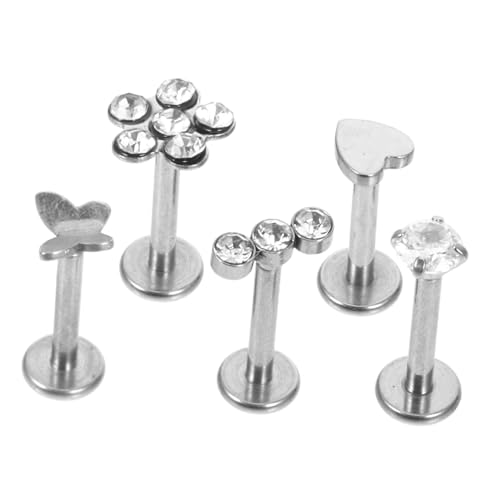 Vaguelly 5stücke Lippenpiercing-set Mit Lippenringen Und Nasensteckern Für Frauen Labret-lippenringen Und Titanstahl-nasenringen Geeignet Für Helix Knorpel Und Nasenpiercings von Vaguelly