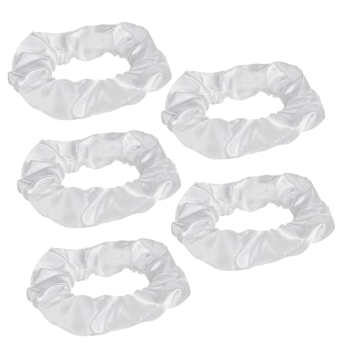 Vaguelly 5stücke Pferdeschwanz Halter Dehnbare Haargummis Stoffkunst Haarseil Einfarbige Haarschmuck Für Frauen Mädchen Weiß von Vaguelly