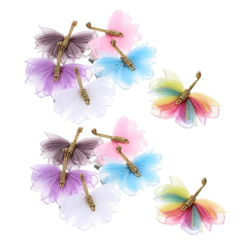 Vaguelly 6 Paare Mini Schmetterlings Haarclips Handgefertigte Haarspangen für Mädchen Weiß Regenbogen Blau und Süße Haaraccessoires für Verschiedene Anlässe von Vaguelly