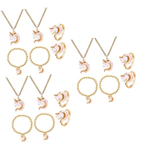 Vaguelly 6 Sätze Armband für Frauen Kette Damenkette Mädchen Halskette Sommerarmbänder für Frauen Perlen Halsketten Ringe Cartoon-Halskette Halskette aus Legierung Karikatur Schmuck Zubehör von Vaguelly