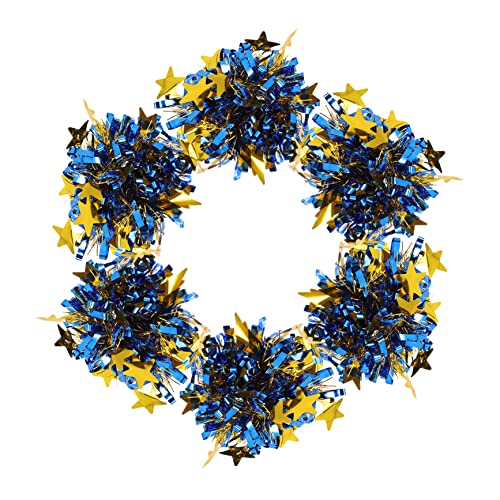 Vaguelly 6 Stück Cheerleading Pom Poms Leuchtende Metallic Handblumen für Sportveranstaltungen Tanzaufführungen und Partys Wiederverwendbare Armbänder für Erwachsene von Vaguelly