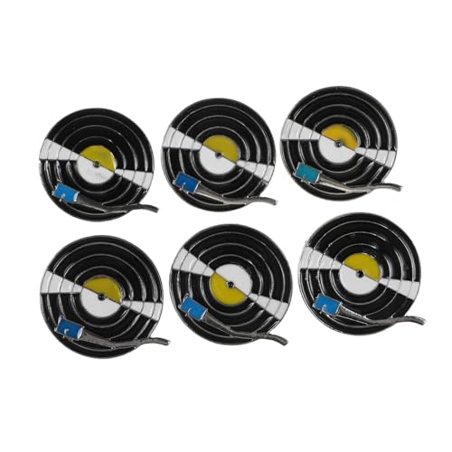 Vaguelly 6 Stück Retro Vinyl Schallplatten Broschen mit Emaille Leichte Musik Pin Anstecker für Rucksäcke Taschen Pullover Hemden und Kleider Vielseitiges Vintage Accessoire von Vaguelly