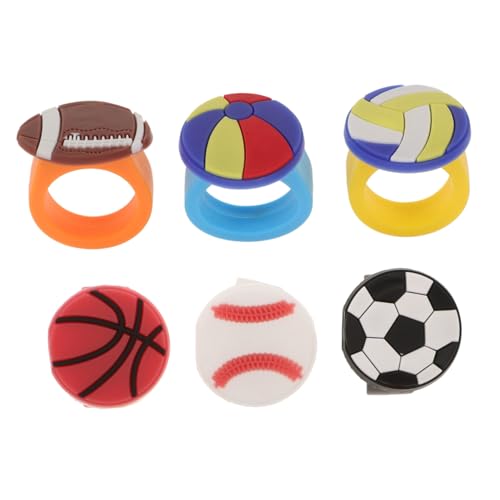 Vaguelly 6 Stück Sportliche PVC Ringe mit Fußball Basketball Volleyball Baseball Rugby Ringe Party Goodie Bags und Dekoration für Sportevents und Feiern von Vaguelly