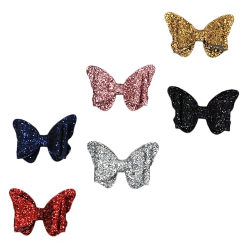 Vaguelly 6 Stück Teiliges Haarschleifen mit Bunten Pailletten Niedliche Haarspangen in Rot Silber Gold Blau Schwarz Glitzernde Haarschmuck Clips für Mädchen Alltag und Festtagsoutfit von Vaguelly