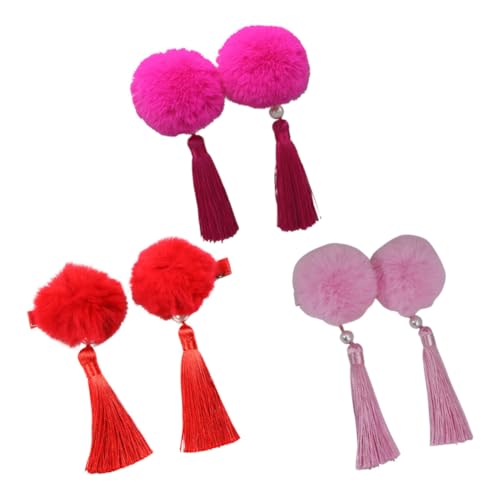 Vaguelly 6 Stück Teiliges Haarschmuck Haarklammern mit Tassel Rot und Rosé Durchmesser Langlebige Haarspangen für Mädchen Dekorative Haarklammern für Alltag und Festtage von Vaguelly