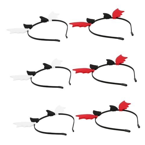 Vaguelly 6 Stück Teiliges Halloween Haarreif mit Fledermausflügeln und Teufelshörnern Filz Cosplay Haarreifen für Erwachsene und Wiederverwendbares Party und Kostümzubehör von Vaguelly