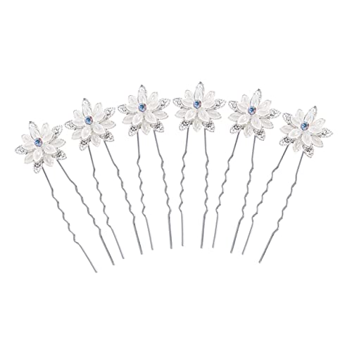 Vaguelly 6 Stück Teiliges Perlen Haarnadeln für Damen Haarklammern Stabile Förmige Haarspangen Eleganter Brautschmuck Geeignet für Hochzeit und Alltag Haarschmuckaccessoires von Vaguelly