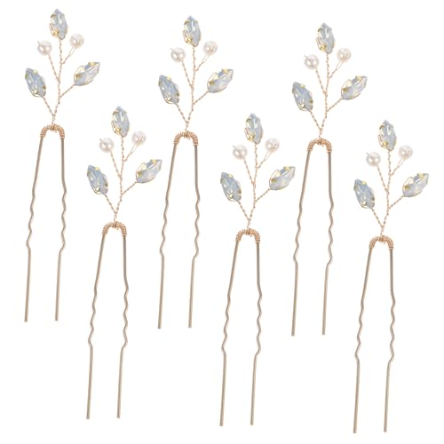 Vaguelly 6 Stück Teiliges Strass Brautschmuck Leichte U förmige Haarnadeln aus Elegante Hochzeits haaraccessoires für Bräute und Brautjungfern Vielseitig Kombinierbar Langlebig und von Vaguelly