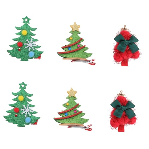 Vaguelly 6 Stück Teiliges Weihnachts Haarschmuck mit Süßen Weihnachtsbaum Haarspangen Festliche Haarklammern für Damen Attraktive Haaraccessoires für Weihnachtsfeiern Zufällige Designs für von Vaguelly