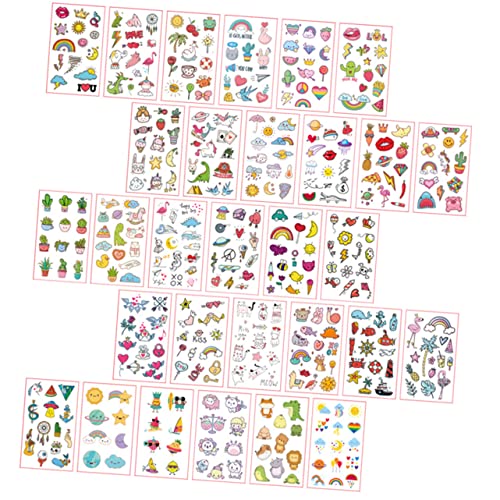 Vaguelly 60 Blatt Kawaii Körper Tattoos Temporäre Aufkleber Waschbare und Wasserdichte Cartoon Designs für Party Strand und Club Hautfreundliche Dekorationssticker für Mädchen von Vaguelly
