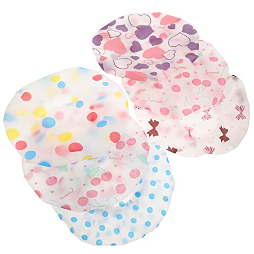 Vaguelly 6Stücke Teiliges Duschkappen Wasserdichte Badhüße mit Elastischem Band für Mädchen Leicht Waschbar und Bequem für Kopf zum Duschen und Basteln von Vaguelly