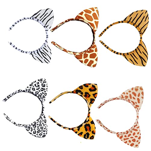 Vaguelly 6stücke Teiliges Leopard Tierohren Haarband Tierische Cosplay-haaraccessoires Für Und Partys Einschließlich Tiger Zebra Leopard Und Giraffe Für Halloween Und von Vaguelly