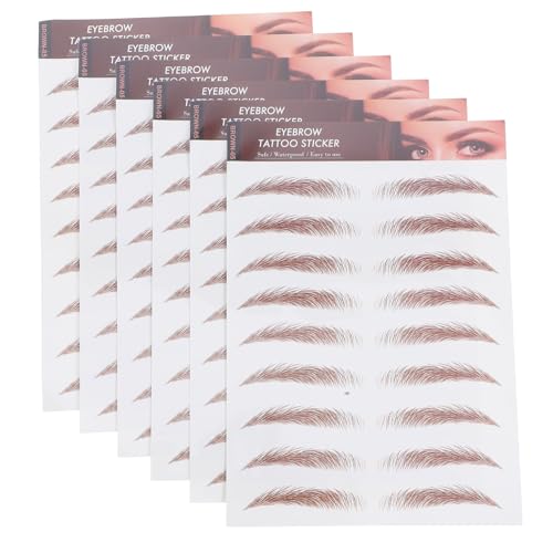 Vaguelly 6blätter Wasserfeste Temporäre Augenbrauen-transfer-aufkleber Authentische Augenbrauen-sticker Abziehbar Für Make-up Und Übung von Vaguelly