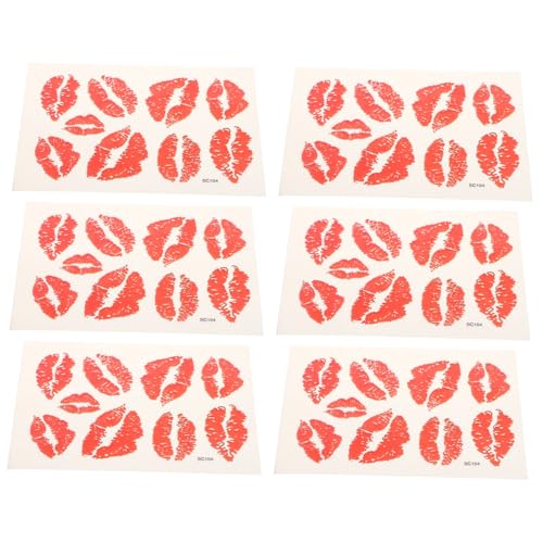 Vaguelly 6stücke Wasserfeste Temporäre Lippen Aufkleber Muster Aufkleber Körper Dekorations Mund von Vaguelly