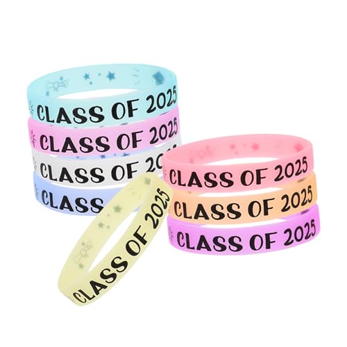 Vaguelly 8 Stück Graduierungsarmbänder Class Of Nachtleuchtende Silikonarmbänder für Absolventen Party Dekoration für Abschlussfeiern und Events von Vaguelly