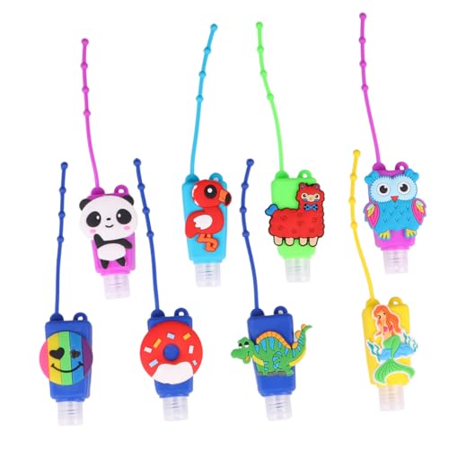 Vaguelly 8 Stück Teiliges Tragbare Silikon Reiseflaschen mit Cartoon Motiven Auslaufsichere Leichte Hand Flaschenhüllen für Geeignet für Shampoo Lotion Handcreme von Vaguelly