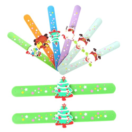 Vaguelly 8 Stück Teiliges Weihnachts Silikon Slap Armband Cartoon Design Frei Langlebig Farbenfroh Party Mitgebsel von Vaguelly
