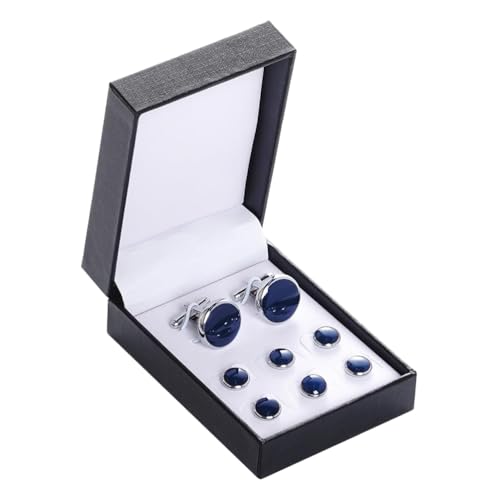 Vaguelly 8-teiliges Manschettenknopf-Set für Herren: Manschettenknöpfe und Nieten für Smokinghemden – Stilvolle runde Manschettenknöpfe für französische Manschetten – Hemd-Accessoires für von Vaguelly