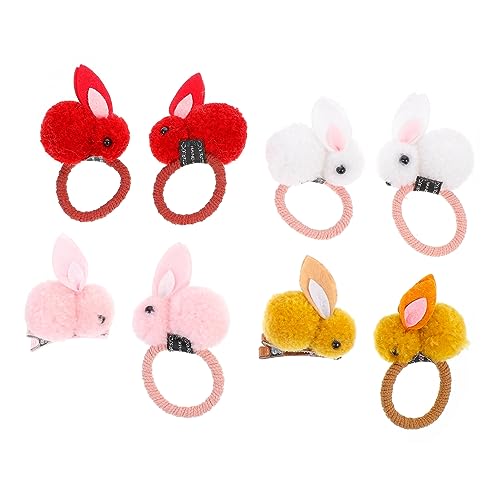 Vaguelly 8stücke Teiliges Plüsch Kaninchen Haarclips Und Haargummis Für Mädchen Ponytail Und Party-zubehör Mit Bunten Haarbändern Verschiedenen Farben von Vaguelly