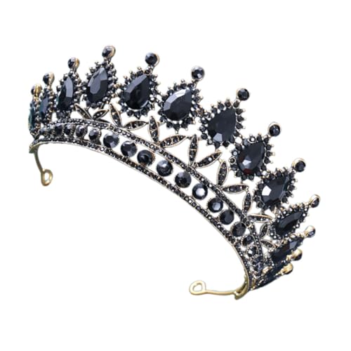 Vaguelly Barock Schwarze Strasskrone Damen Braut Tiara Hochzeit Haarschmuck Leicht Sicher Für Geburtstags und Party Events Accessoire Für Festliche Kleider von Vaguelly