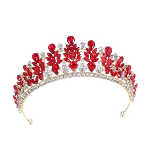 Vaguelly Barock Vintage Brautkrone mit Funkelnden Strasssteinen Leichtes Tiara-haaraccessoire für Hochzeit Fotoshooting Abschlussball Rote Stilvolle Brautkopfbedeckung von Vaguelly