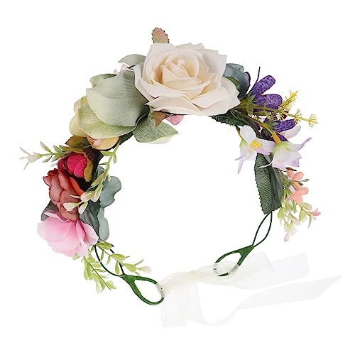 Vaguelly Blumenkranz Stirnband für Damen Farbenfrohes Haarband für Hochzeiten Festivals Kostümpartys Hochwertiges Langlebiges Blumenheaddress für Looks und Fotorequisiten von Vaguelly