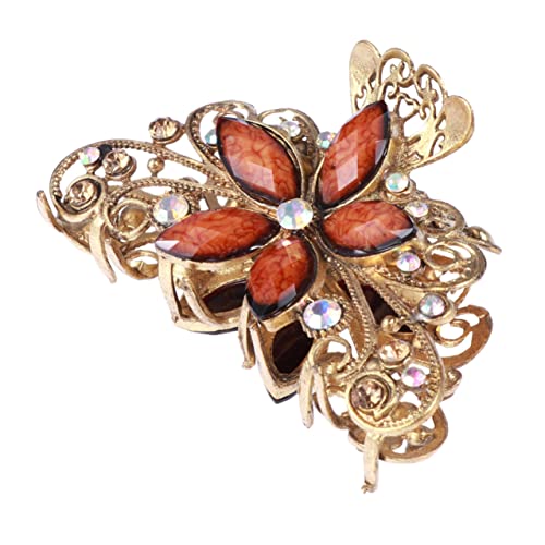 Vaguelly Blumenmuster Haarklammer Groß Vintage Haarspange Für Frauen Mädchen Leicht Robust Legierung Feste Haarhalterung Für Alltag Party Zufällige Farbe von Vaguelly