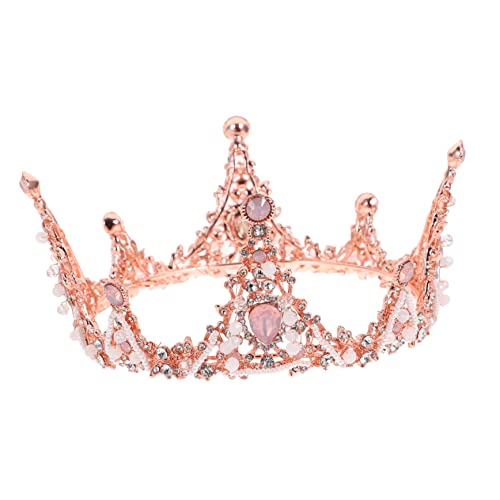 Vaguelly Braut Haarband Handgefertigte Rosa Tiara Krone mit Barockdesign und Kleinen Perlen für Hochzeit Festliche Anlässe Brautjungfern und Damen Haarschmuck von Vaguelly