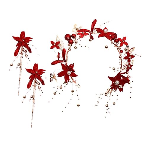 Vaguelly Braut Set Teilig Chic Blumen Haarband und Ohrstecker Stilvoller Haarschmuck für Damen Hochzeit Party und Festliche Anlässe Hochwertiges Accessoire mit Luxuriöser Ausstrahlung von Vaguelly