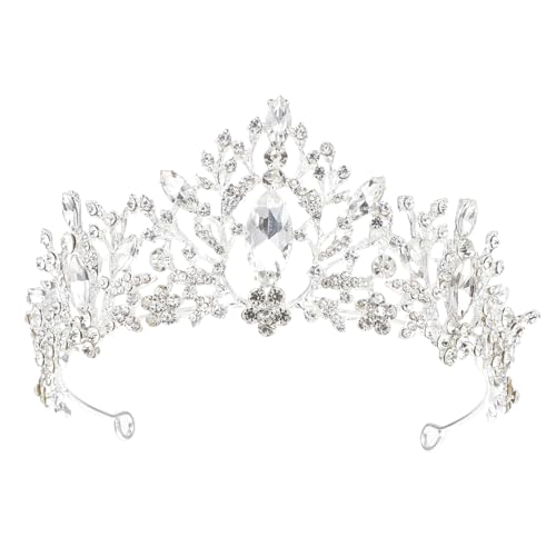 Vaguelly Braut Tiara mit Strasssteinen Modisches Haarschmuck Stirnband für Hochzeit Party und Festzug Silberfarbene Funkelnde Krone für Damen und Braut von Vaguelly